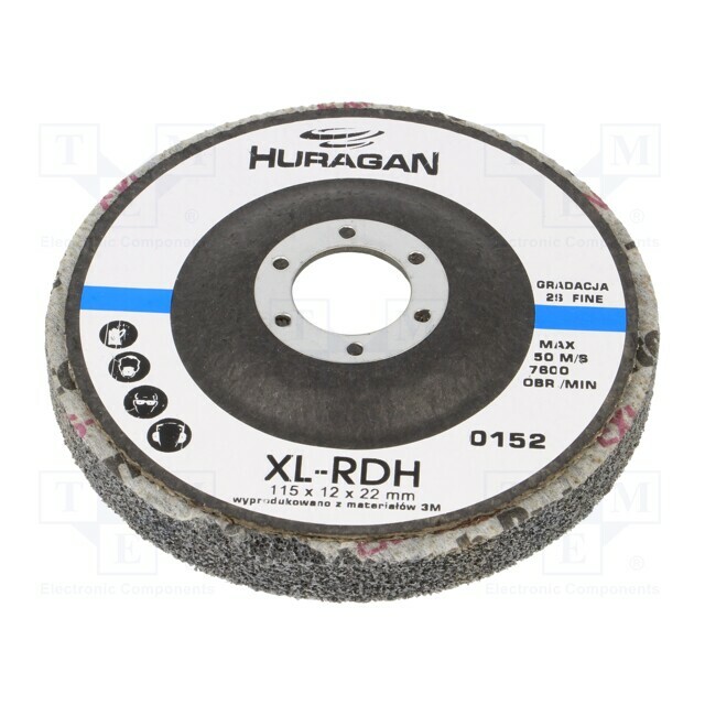 HURAGAN Grinding wheel; fleece; Dim: Ø115x12mm