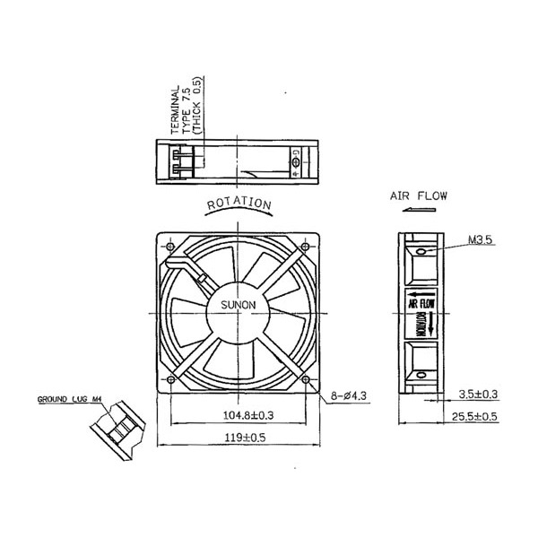 SUNON FAN - 230 VAC SLEEVE