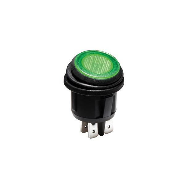 GREEN LED ILLUMINATED ROCKER SWITCH 2P
