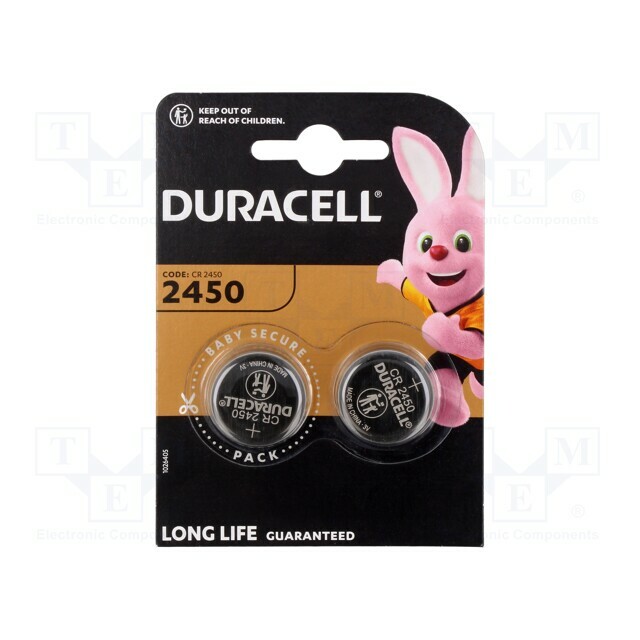 DURACELL Battery: lithium; coin; CR2450; 3V