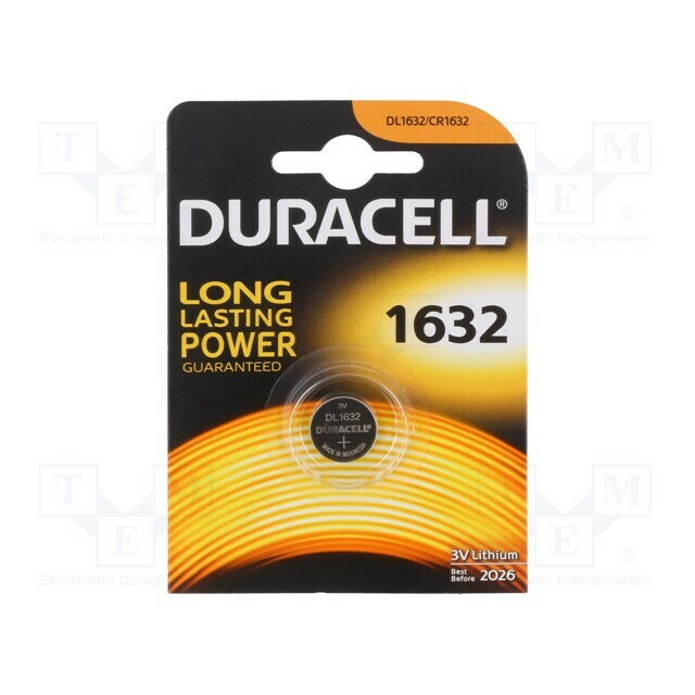 DURACELL Battery: lithium; CR1632; 3V; non-rechargeable