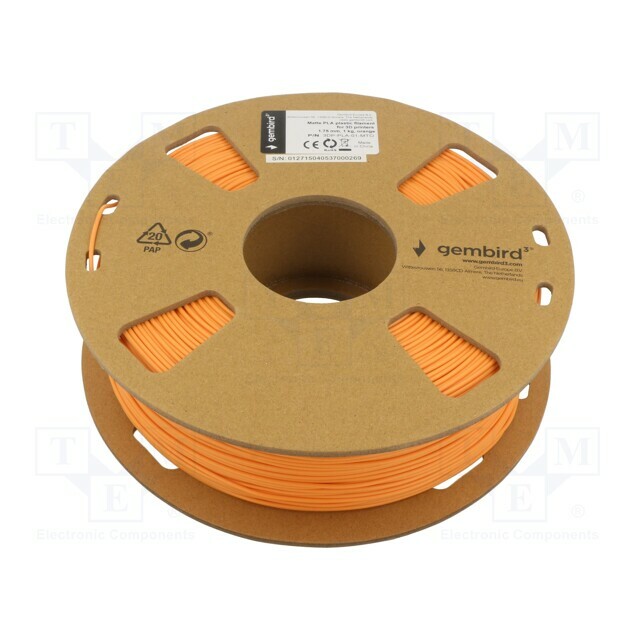 GEMBIRD Filament: PLA-MATT; 1.75mm; orange