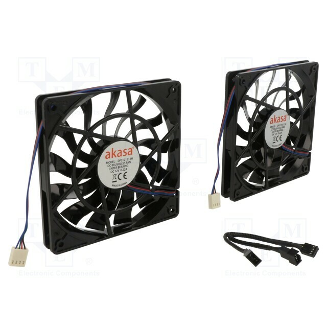 Akasa Fan: DC; 120x120x15mm; axial; 12VDC