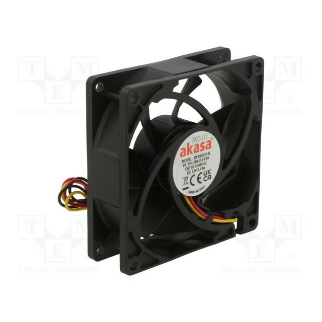 Akasa Fan: DC; axial; 12VDC; 80x80x25mm