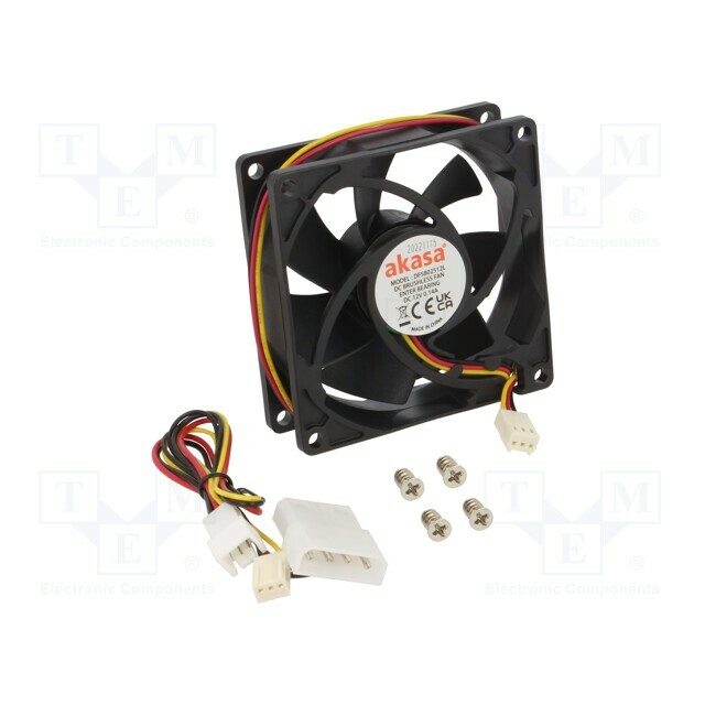 Akasa Fan: DC; 80x80x25mm; axial; 12VDC