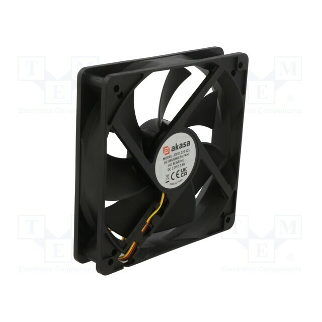 Akasa Fan: DC; 120x120x25mm; axial; 12VDC