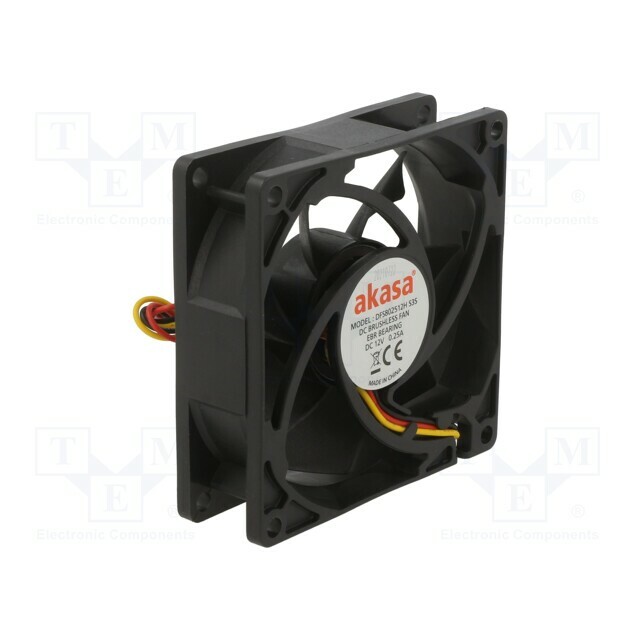 Akasa Fan: DC; 80x80x25mm; axial; 12VDC