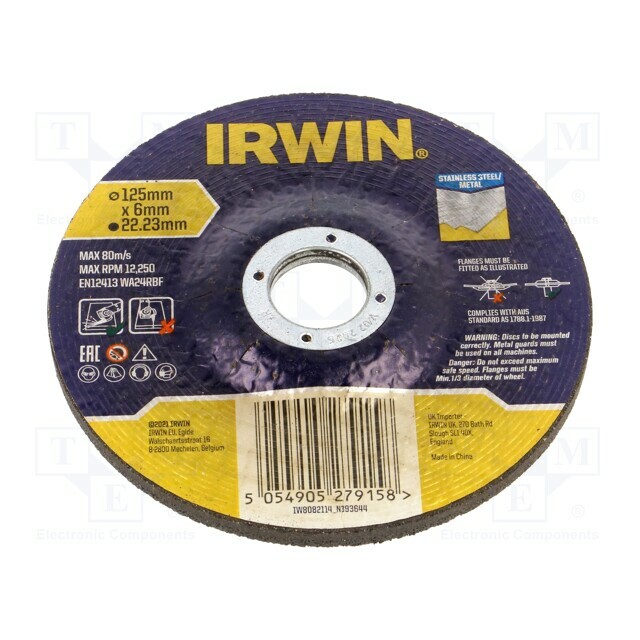 IRWIN Grinding wheel; Ø: 125mm; metal