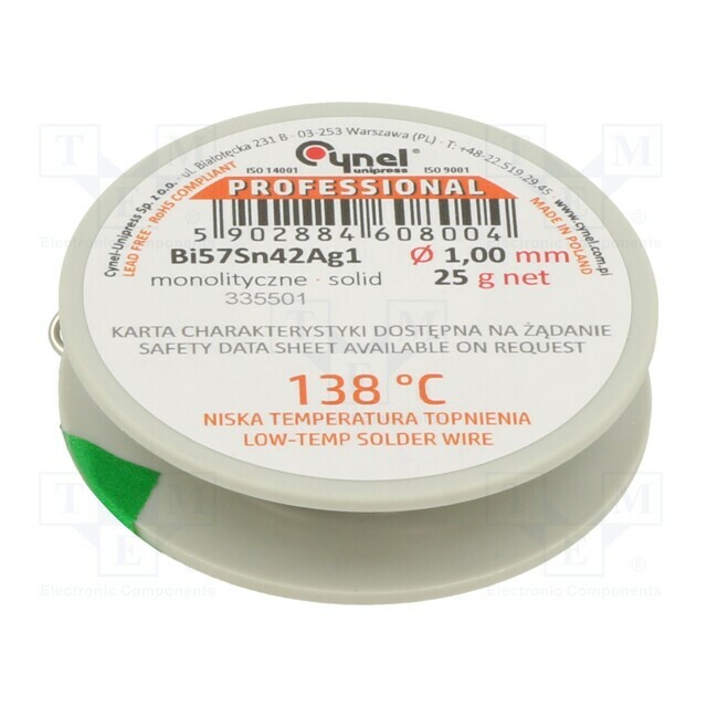 CYNEL Tin; lead free; Bi57Sn42Ag1; 1mm