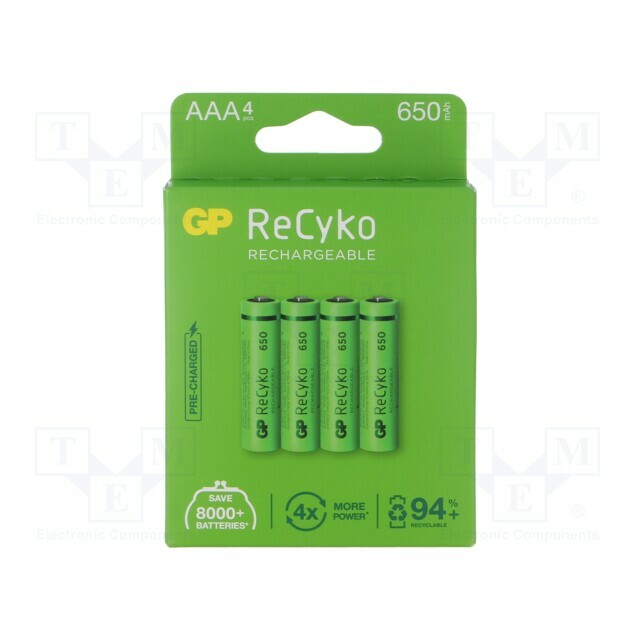 Re-battery: Ni-MH; AAA,R3; 650mAh; 1