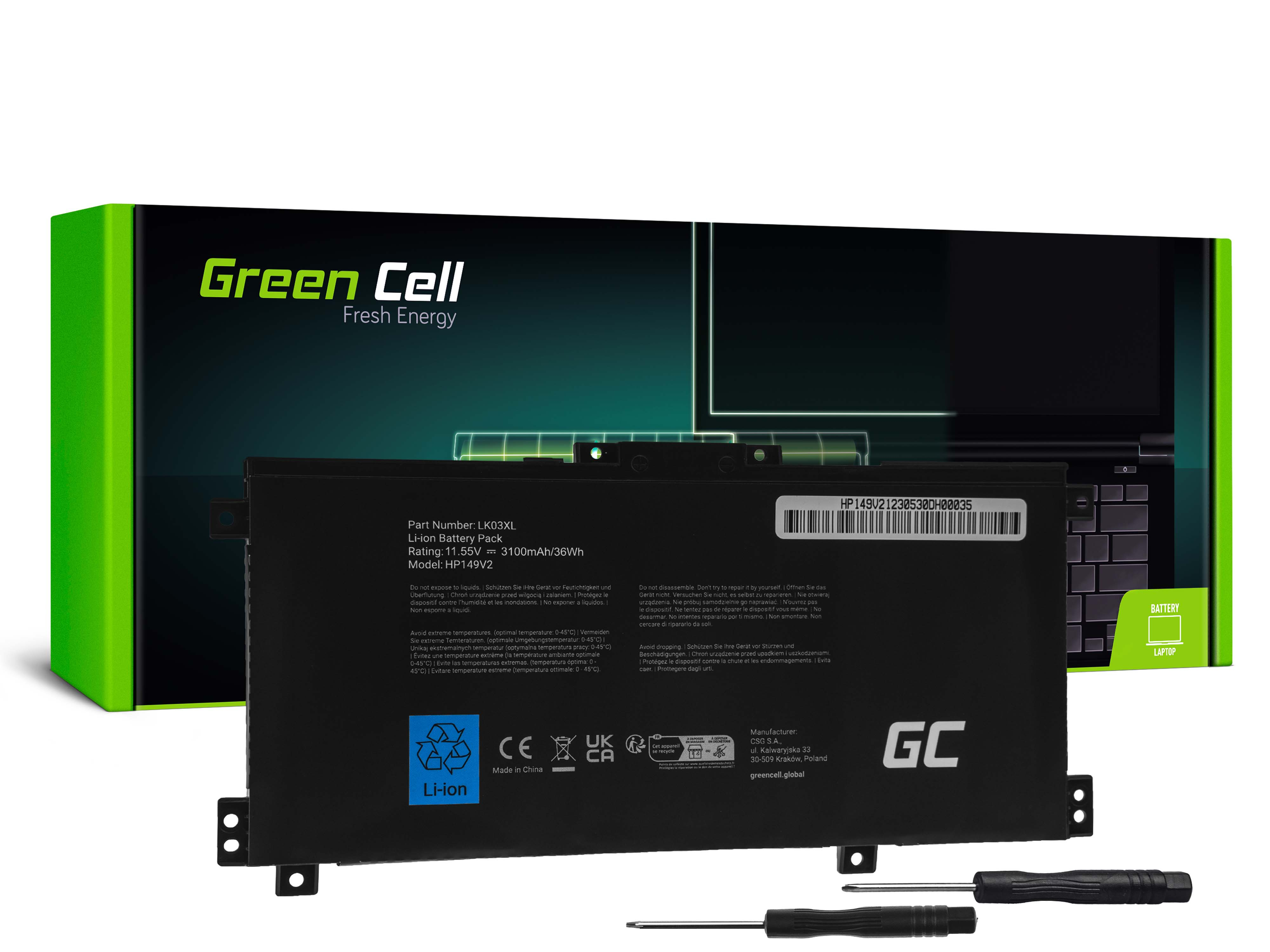 Green Cell Battery LK03XL for HP