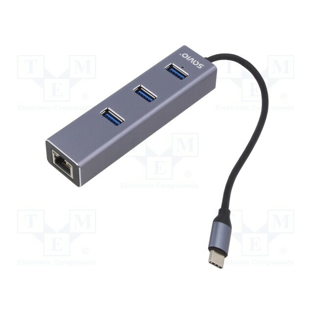 SAVIO Hub USB; RJ45 socket,USB