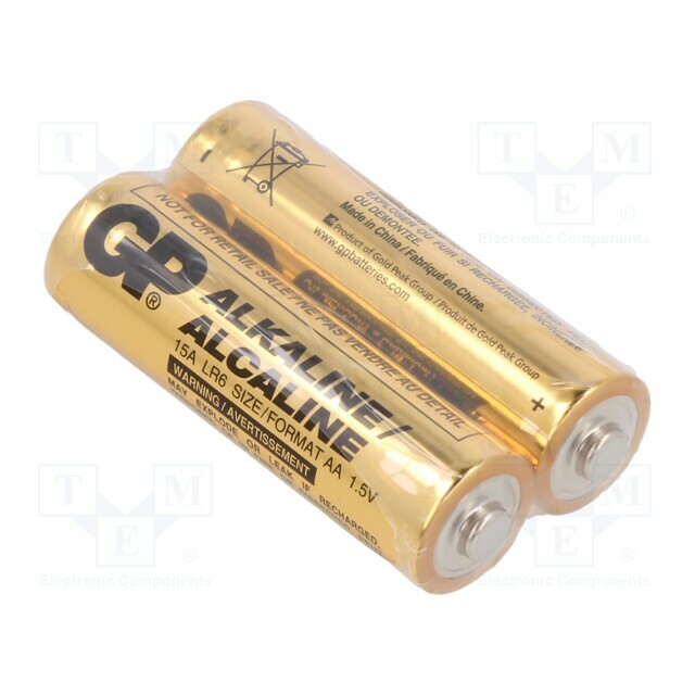 Battery: alkaline; AA; 1.5V; non-rechargeable