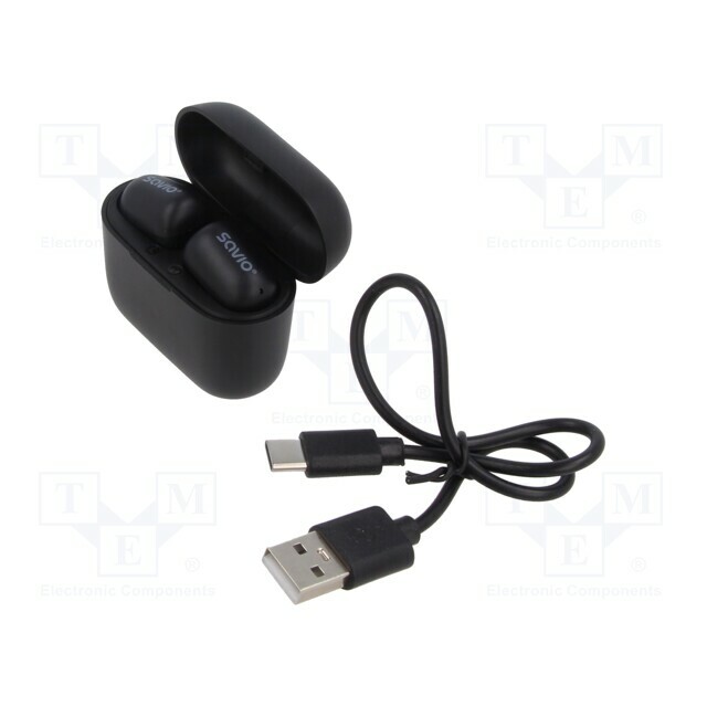 SAVIO Wireless headphones with microphone; black