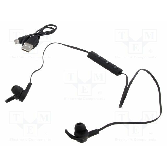 SAVIO Wireless headphones with microphone; black