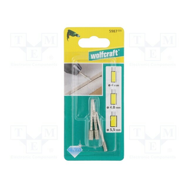 WOLFCRAFT Grinding pin; 3pcs; plunger; 3mm