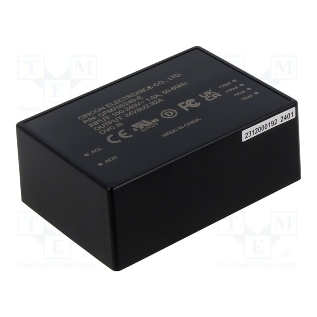 CINCON Converter: AC/DC; 70W; Uin: 80÷264VAC