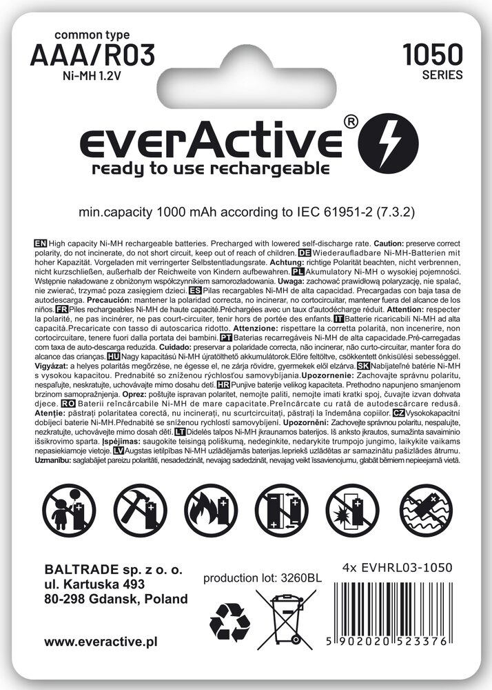 Everactive EVHRL03-1050 household battery Rechargeable battery
