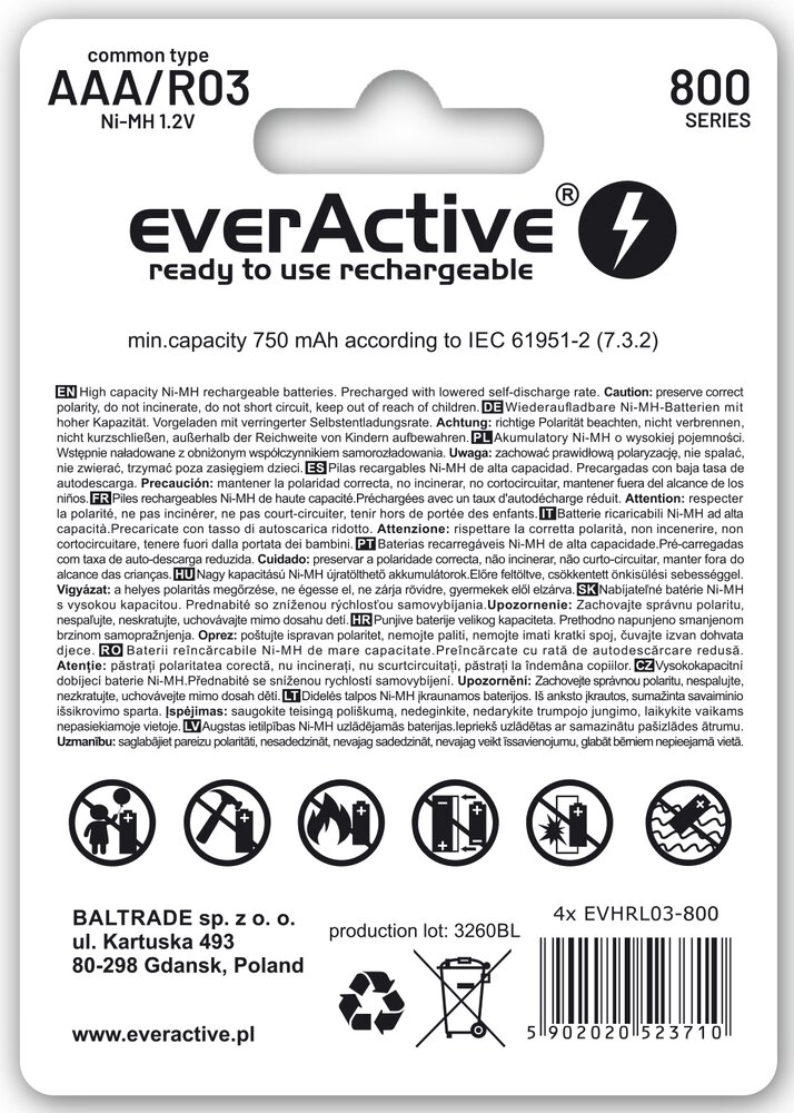Rechargeable batteries everActive Ni-MH R03 AAA