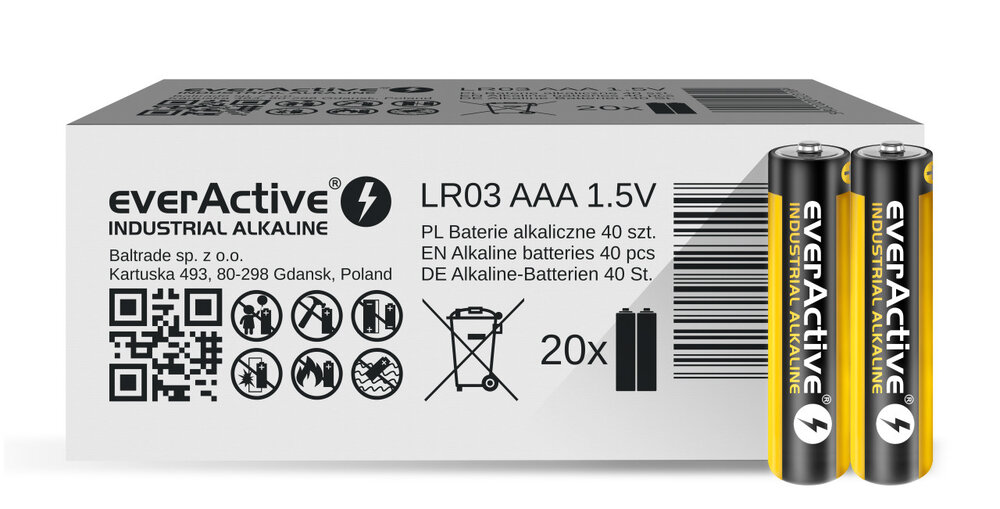 EVERACTIVE BATTERIES LR03/AAA INDU STRIAL ALKALINE