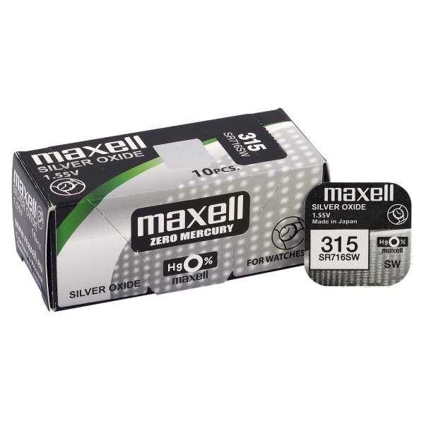 315 baterijas 1.55V Maxell sudraba-oksīda