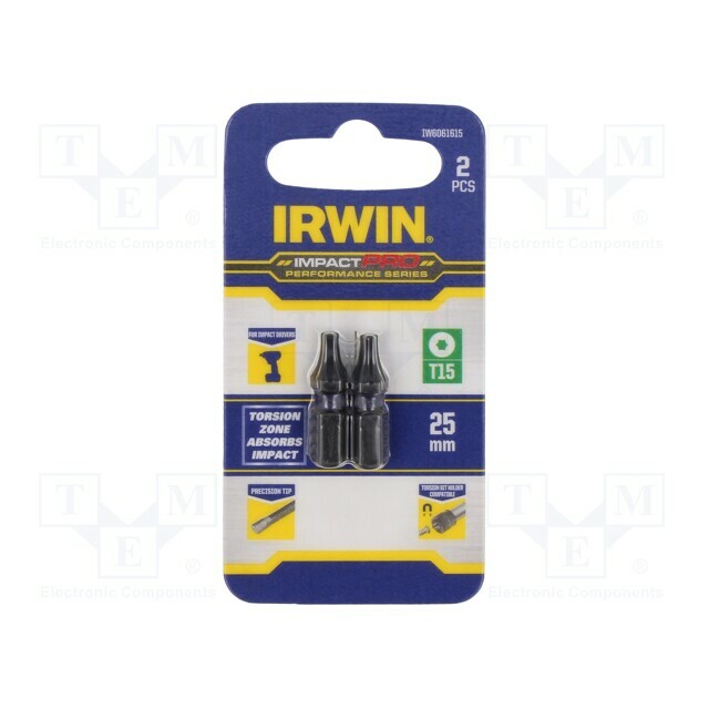IRWIN Screwdriver bit; Torx®; TX15; 1/4&quot