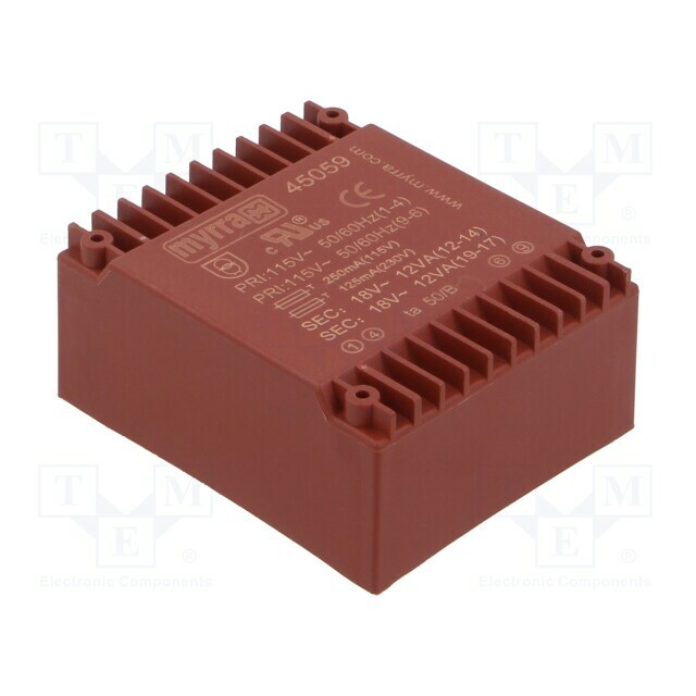 Transformer: encapsulated; 24VA; 115VAC,230VAC; 18V