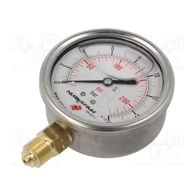 PNEUMAT Glycerin manometer; 0÷16bar; bottom connection