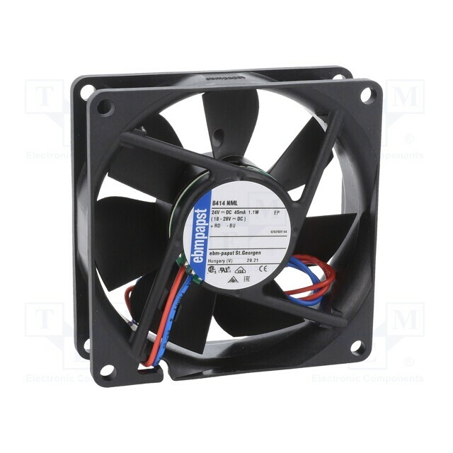 EBM-PAPST Fan: DC; 80x80x25.4mm; axial