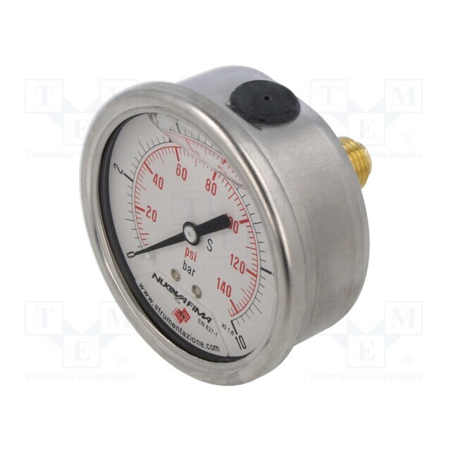 PNEUMAT Glycerin manometer; 0÷10bar; bottom connection