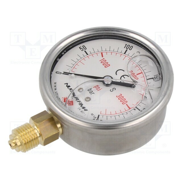 PNEUMAT Glycerin manometer; 0÷250bar; bottom connection