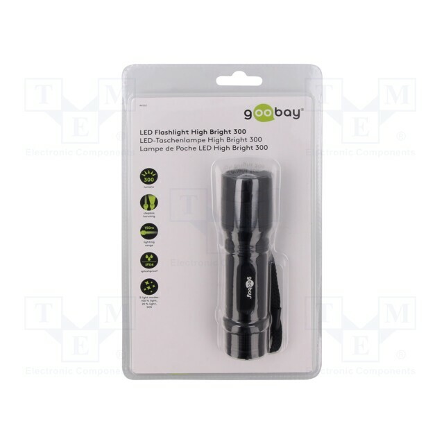 Torch: LED; IPX4; 300lm; 3h; High