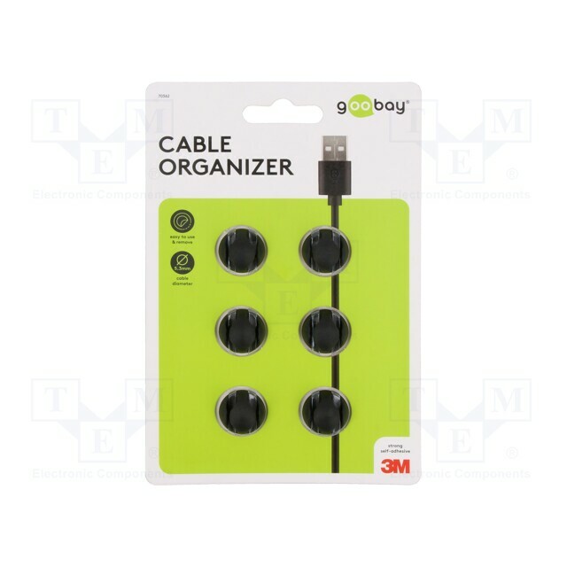 Set of clips; black; Cable P-clips