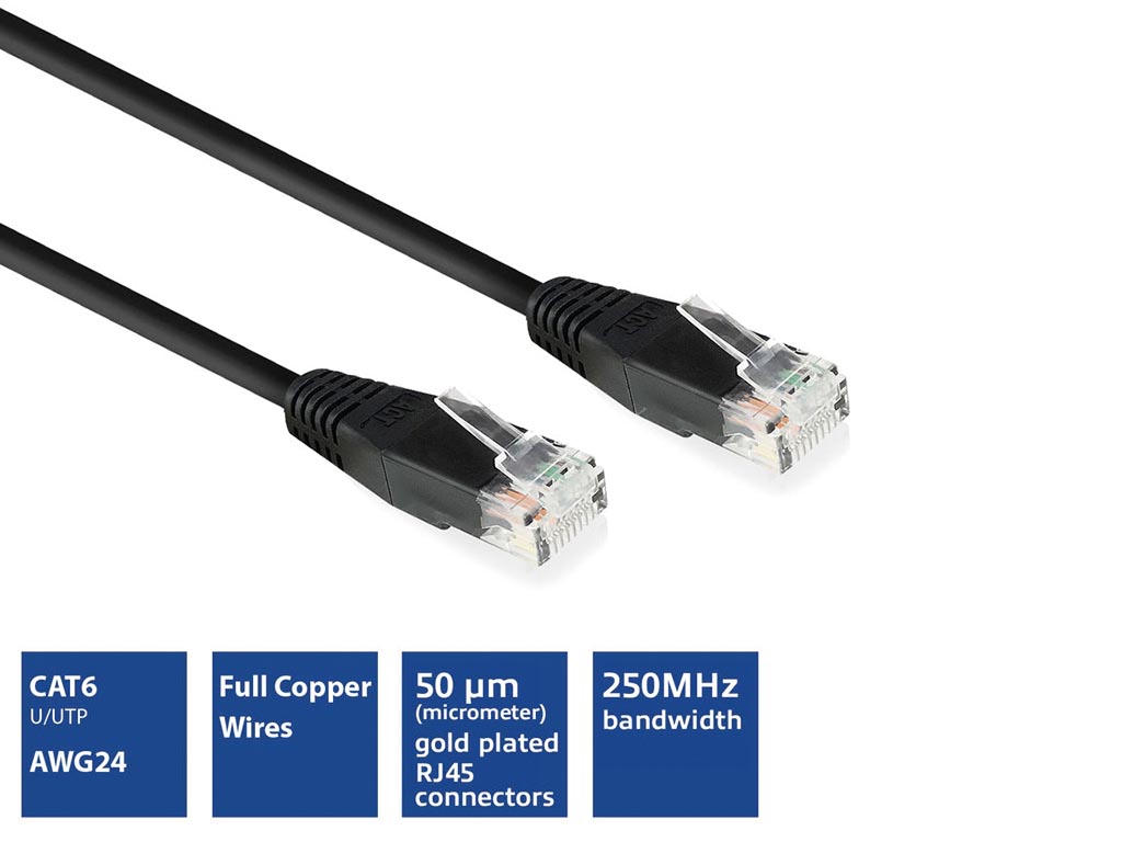 Eminent CAT6 U/UTP BK 1.00M