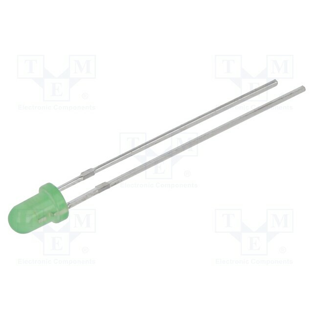 BIVAR LED; green; 3mm; 15÷50mcd; 35°