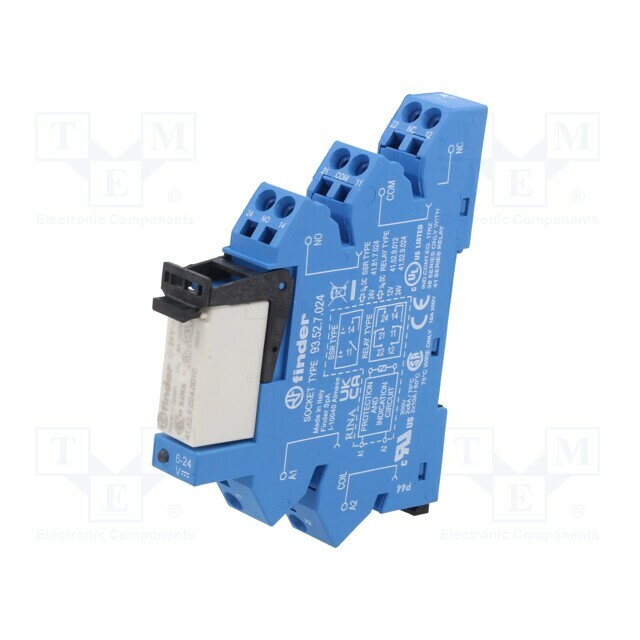 FINDER Relay: interface; Ucoil: 24VDC; DPDT