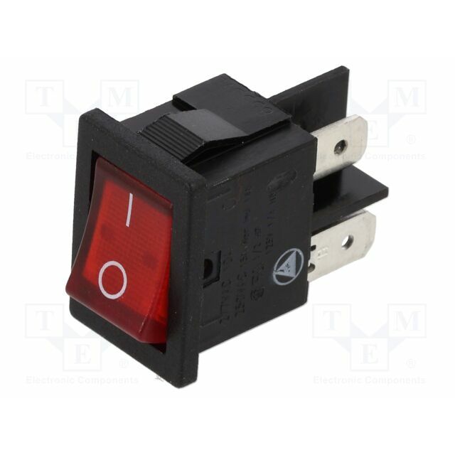 BULGIN ROCKER; DPST; ON-OFF; red; IP40