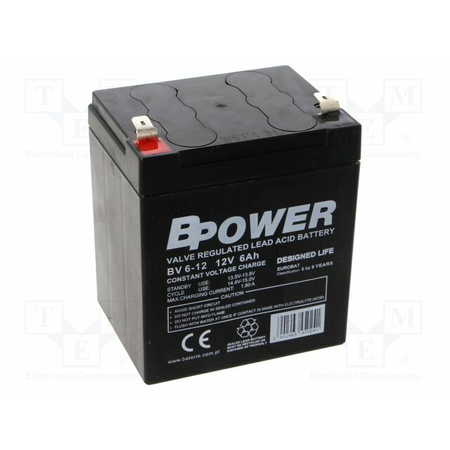 BPOWER Re-battery: acid-lead; 12V; 6Ah; AGM