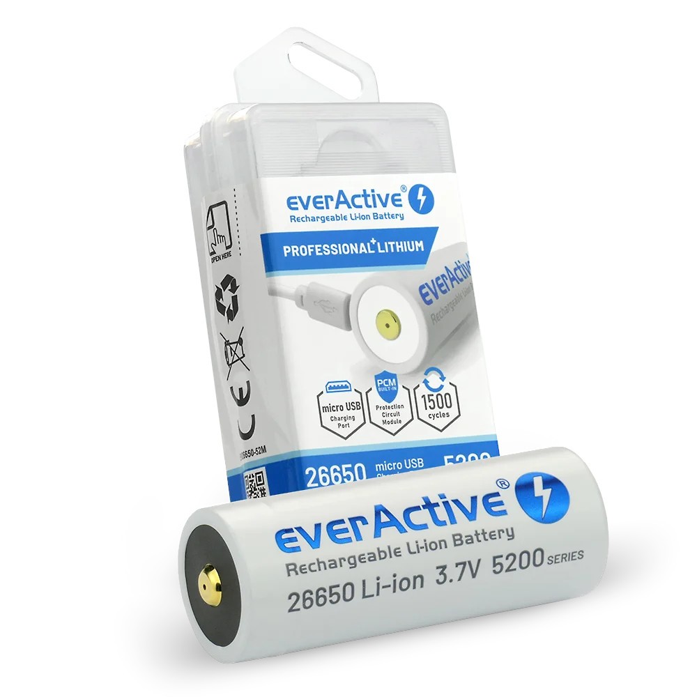 Akumulators everActive 26650 5200mAh micro USB