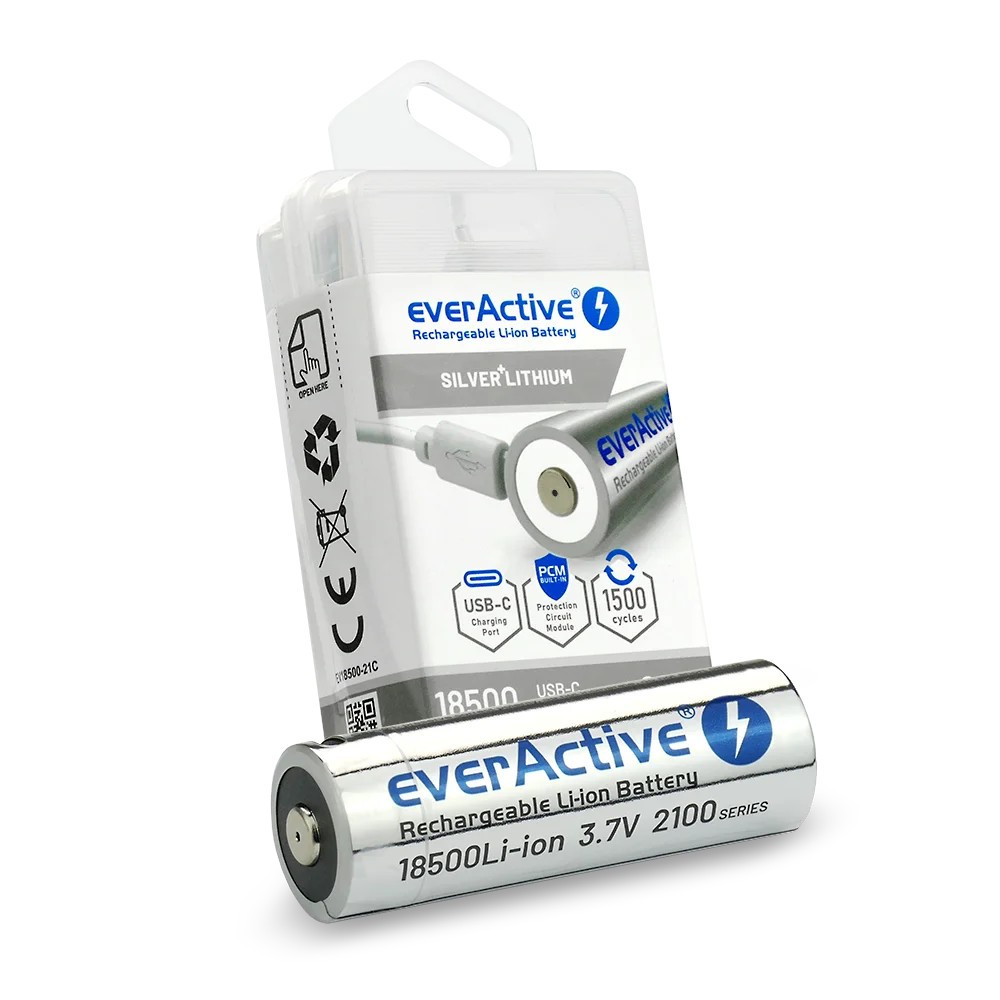 Akumulators everActive 18500 2100mAh USB-C !BOX