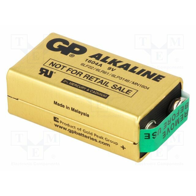 GP Battery: alkaline; 6F22; 9V; non-rechargeable