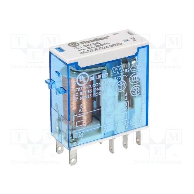 FINDER Relay: electromagnetic; 24VDC; DPDT; Icontacts