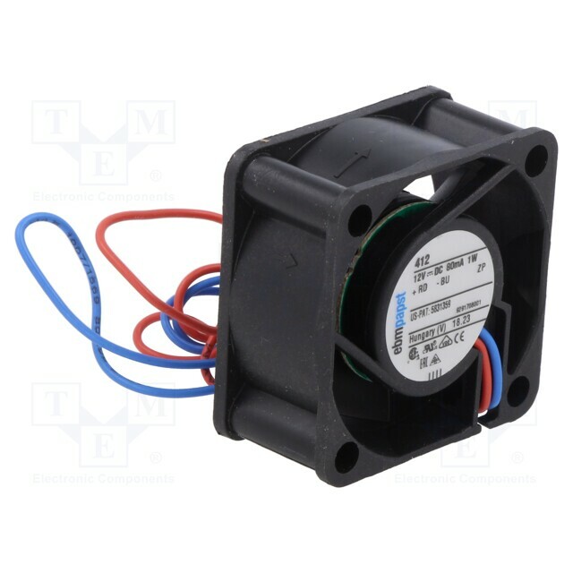 EBM-PAPST Fan: DC; 40x40x10mm; axial; 12VDC