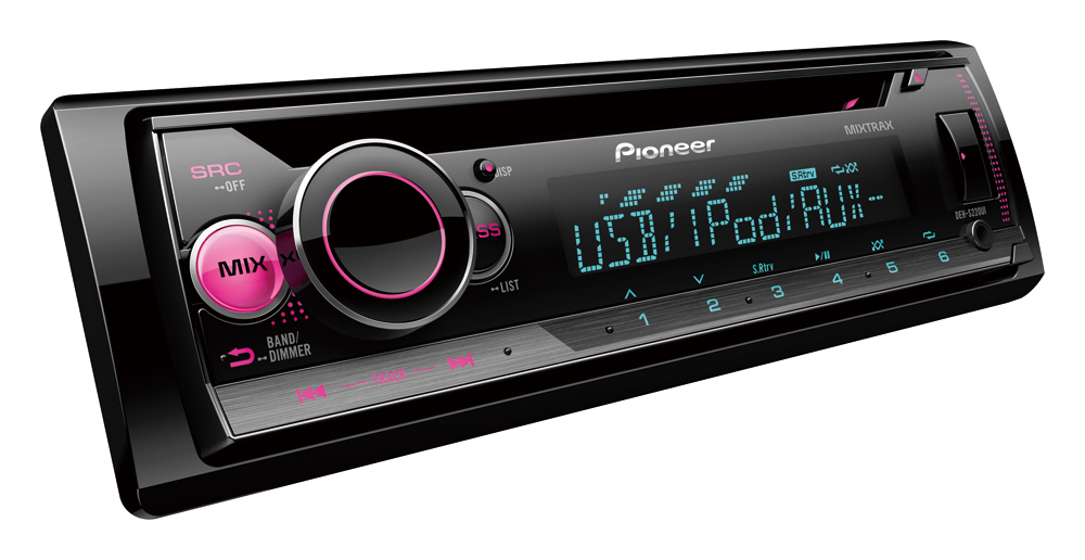 Pioneer 1-DIN CD uztvērējs ar daudzkrāsu
