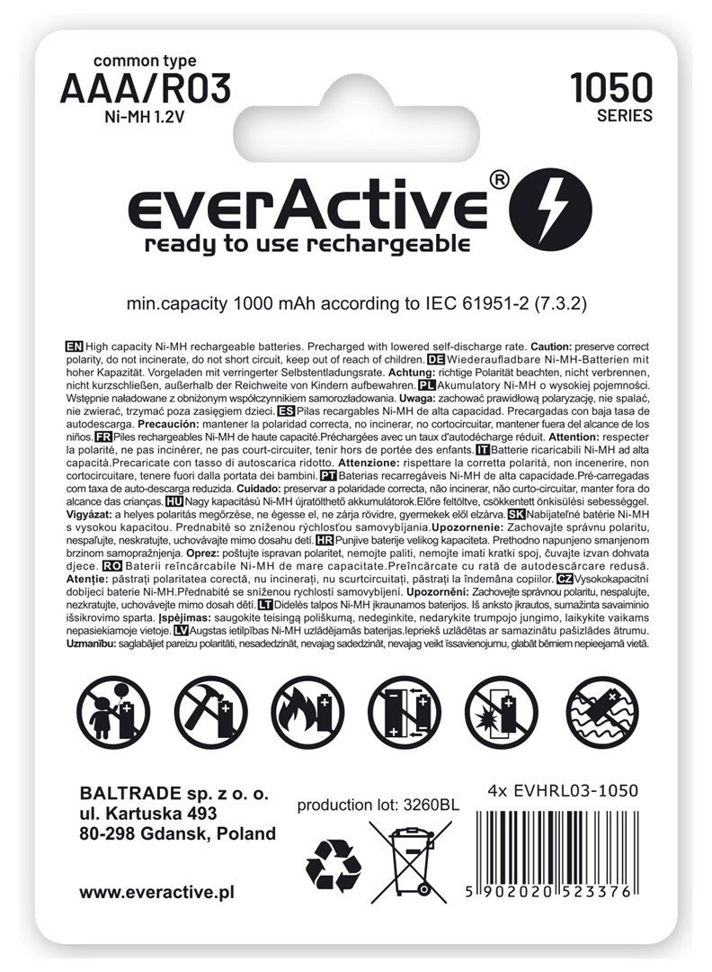 EverActive™ R03/AAA akumulatori 1.2V everActive