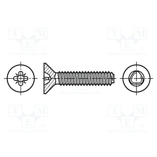 BOSSARD Screw; 2.5x6; Head: countersunk