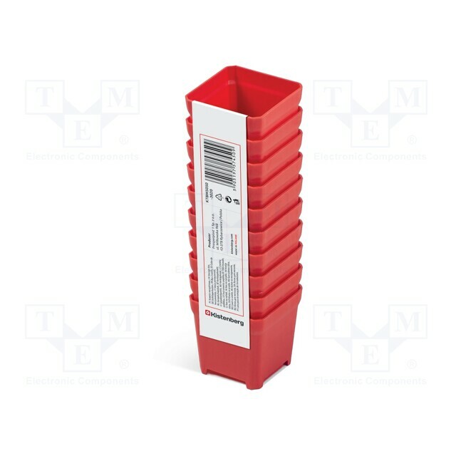 KISTENBERG Container: cuvette; red; low; 50x50x50mm