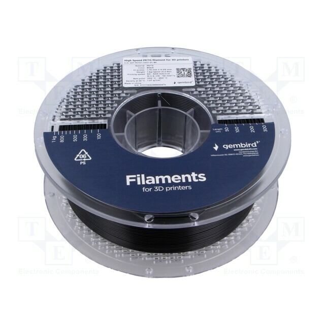 GEMBIRD Filament: PET-G; 1.75mm; black