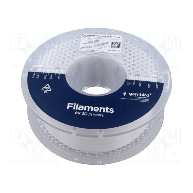 GEMBIRD Filament: PET-G; 1.75mm; white