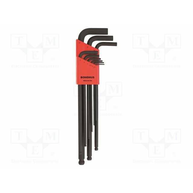 Wrench: hex key-set; spherical; steel; long